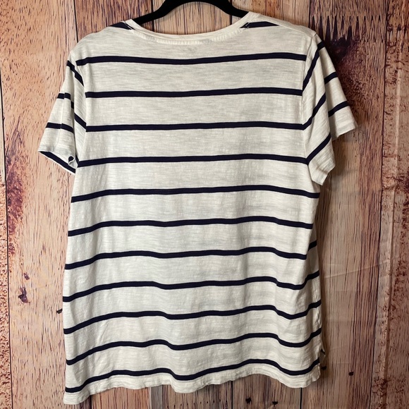 Madewell Navy and White Striped Short Sleeve Tee with pocket, size XL - Picture 3 of 4